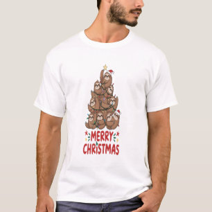 Luiaard Kerstboom Gelukkig Feest T-shirt