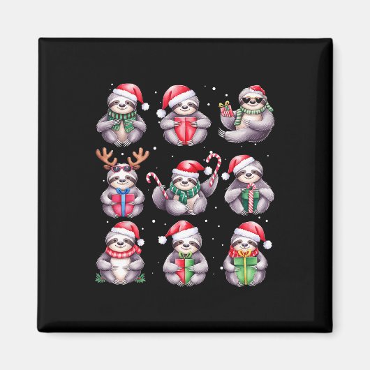 Luiaard kerstverlichting grappige luiaards minnaar magneet (Voorkant)