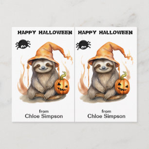 Luiaard Kitty Kat School Feest Halloween Kaart