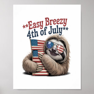 Luiaard Knuffelen Vlag 4 juli Poster