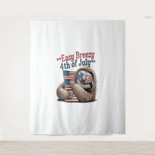 Luiaard Knuffelen Vlag 4 juli Wandkleed