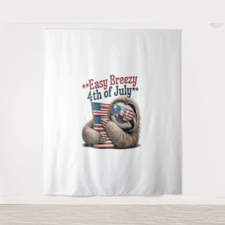 Luiaard Knuffelen Vlag 4 juli Wandkleed