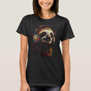 Luiaard Koptelefoon Kunstwerk - Dier Luiaard Muzie T-shirt