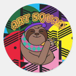 Luiaard Kunstenaar Art Squad Ronde Sticker