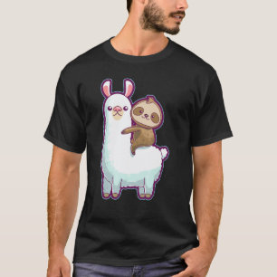 Luiaard Lama Dier Rijdt Schattig Huisdier Huisdier T-shirt