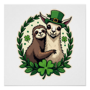 Luiaard Lama St. Patrick's Day Vintage Lucky T-shi Perfect Poster