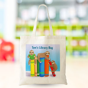 Luiaard Leest Boeken Gepersonaliseerde Bibliotheek Tote Bag