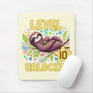 Luiaard Level Ontgrendeld Verjaardag Gamer Design Muismat