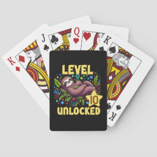 Luiaard Level Ontgrendeld Verjaardag Gamer Design Pokerkaarten
