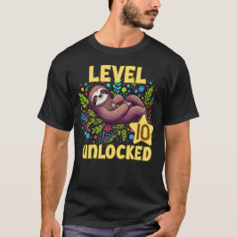 Luiaard Level Ontgrendeld Verjaardag Gamer Design T-shirt
