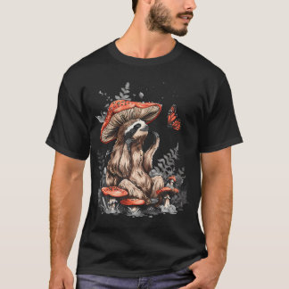 Luiaard Lui Dier Cottagecore Esthetiek Paddenstoel T-shirt