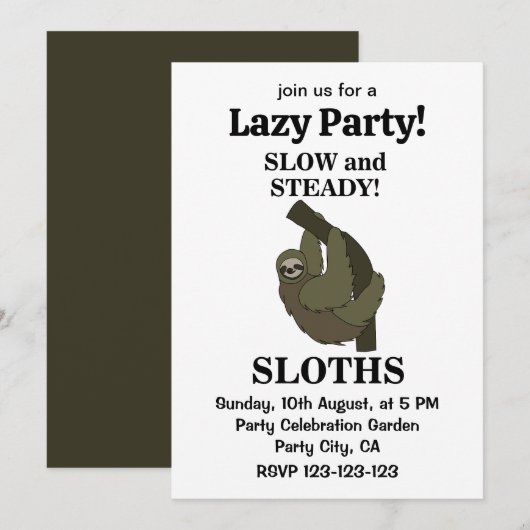 Luiaard Luiaards Langzaam En Gestaag Grappige Luia Kaart (Voorkant / Achterkant)