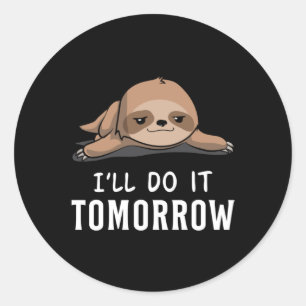 luiaard luie dier slapen grappig geschenk idee ronde sticker