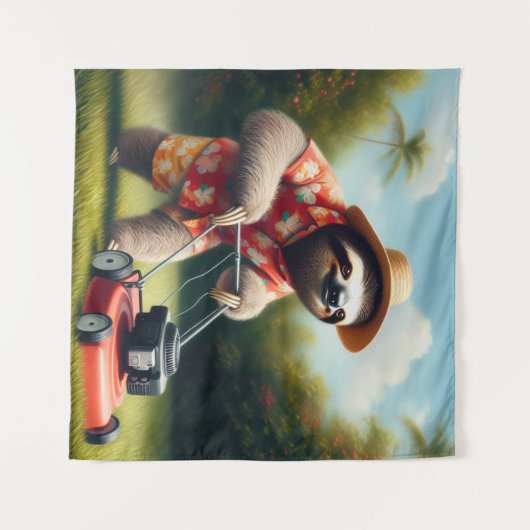 Luiaard maaien gazon wandkleed (Voorkant (horizontaal))