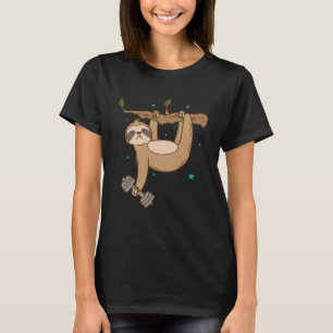 Luiaard met Dumbbell doen Fitness lui T-shirt