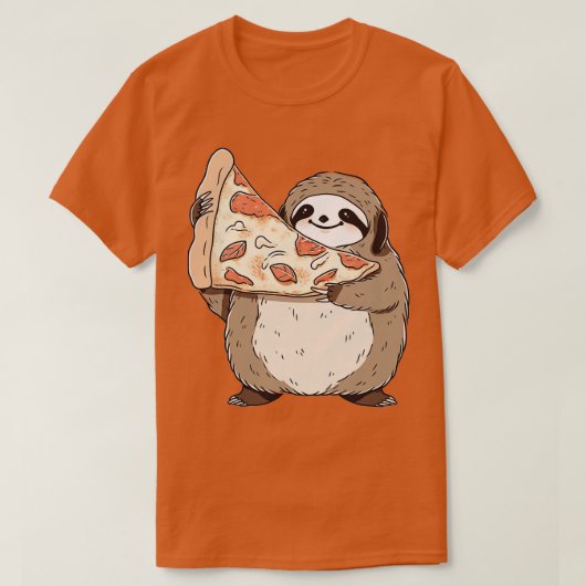 Luiaard met een pizza plak 3 t-shirt (Design voorkant)