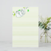 luiaard met groene voering briefpapier (Staand voorkant)