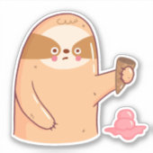 Luiaard met Ice Cream Funny Sticker (Voorkant)