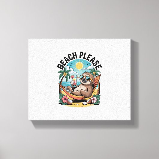 Luiaard met Ice Cream Summer Beach alsjeblieft Canvas Afdruk (Voorkant)