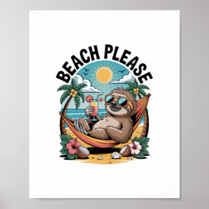 Luiaard met Ice Cream Summer Beach alsjeblieft Poster