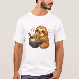 Luiaard met Noedels Ramen Kawaii Luiaard T-Shirt