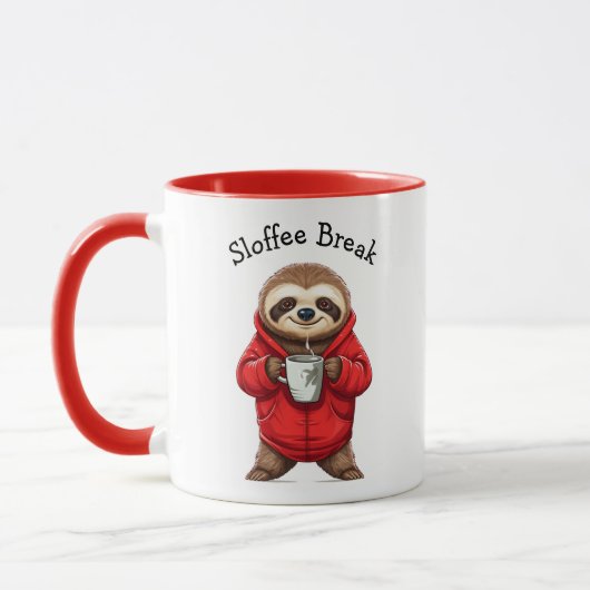 luiaard met sloffee break grappige koffie Mok (Links)