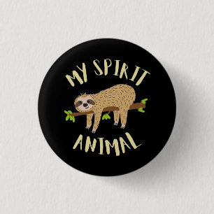 luiaard mijn spirituele dier ronde button 3,2 cm