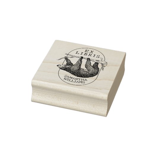 luiaard, modern ex libris boek 	rubberstempel (Stempel)