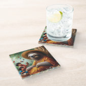 Luiaard Oma Glazen Onderzetter (Schuin)