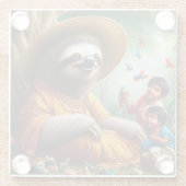 Luiaard Oma Glazen Onderzetter (Achterkant)