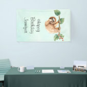 Luiaard ondersteboven Waterverf Verjaardag Spandoek (Beurs)