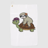 Luiaard op een schildpad Classic T-Shirt Golfhanddoek (Voorkant)