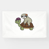 Luiaard op een schildpad Classic T-Shirt Spandoek (Horizontaal)