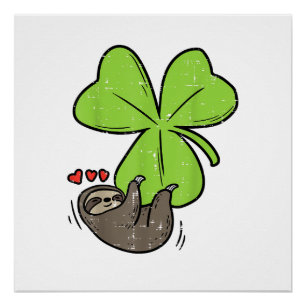 Luiaard op Shamrock Harten Schattige St. Patricks Perfect Poster