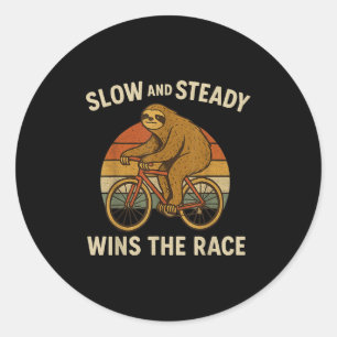  luiaard paardrijfiets Grappig Retro Fietsen Ronde Sticker
