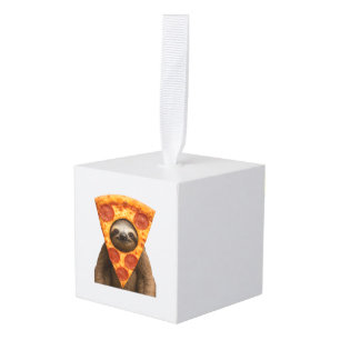 Luiaard pizza grappige rare grap meme schattig gel kubus ornament