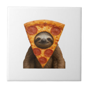 Luiaard pizza grappige rare grap meme schattig gel tegeltje