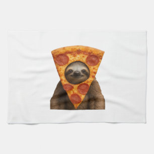 Luiaard pizza grappige rare grap meme schattig gel theedoek