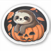luiaard pompoen Halloween sticker Oversized T-Shir (Voorkant)