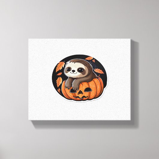 luiaard pompoen Halloween sticker Oversized T-Shir Canvas Afdruk (Voorkant)