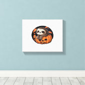 luiaard pompoen Halloween sticker Oversized T-Shir Canvas Afdruk (Insitu (Houten vloer))