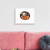 luiaard pompoen Halloween sticker Oversized T-Shir Canvas Afdruk (Insitu (Woonkamer))