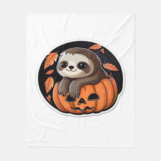 luiaard pompoen Halloween sticker Oversized T-Shir Fleece Deken (Voorkant)