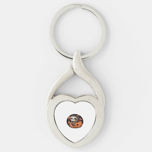 luiaard pompoen Halloween sticker Oversized T-Shir Sleutelhanger (Voorkant)