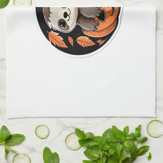 luiaard pompoen Halloween sticker Oversized T-Shir Theedoek (Gevouwen)