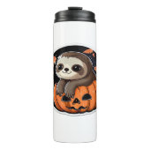 luiaard pompoen Halloween sticker Oversized T-Shir Thermosbeker (Voorkant)