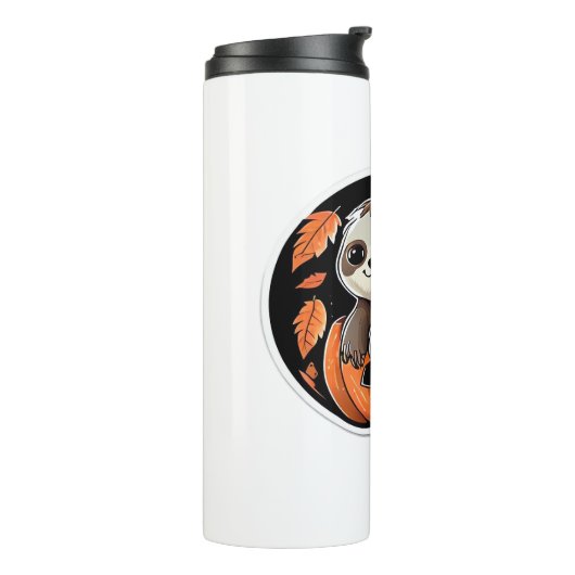 luiaard pompoen Halloween sticker Oversized T-Shir Thermosbeker (Gedraaid links)