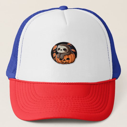 luiaard pompoen Halloween sticker Oversized T-Shir Trucker Pet (Voorkant)