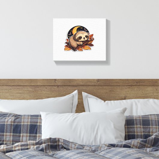 luiaard pompoen Halloween sticker stijl 2 Classic  Canvas Afdruk (Insitu (Slaapkamer))