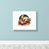 luiaard pompoen Halloween sticker stijl 2 Classic  Canvas Afdruk (Insitu (Houten vloer))